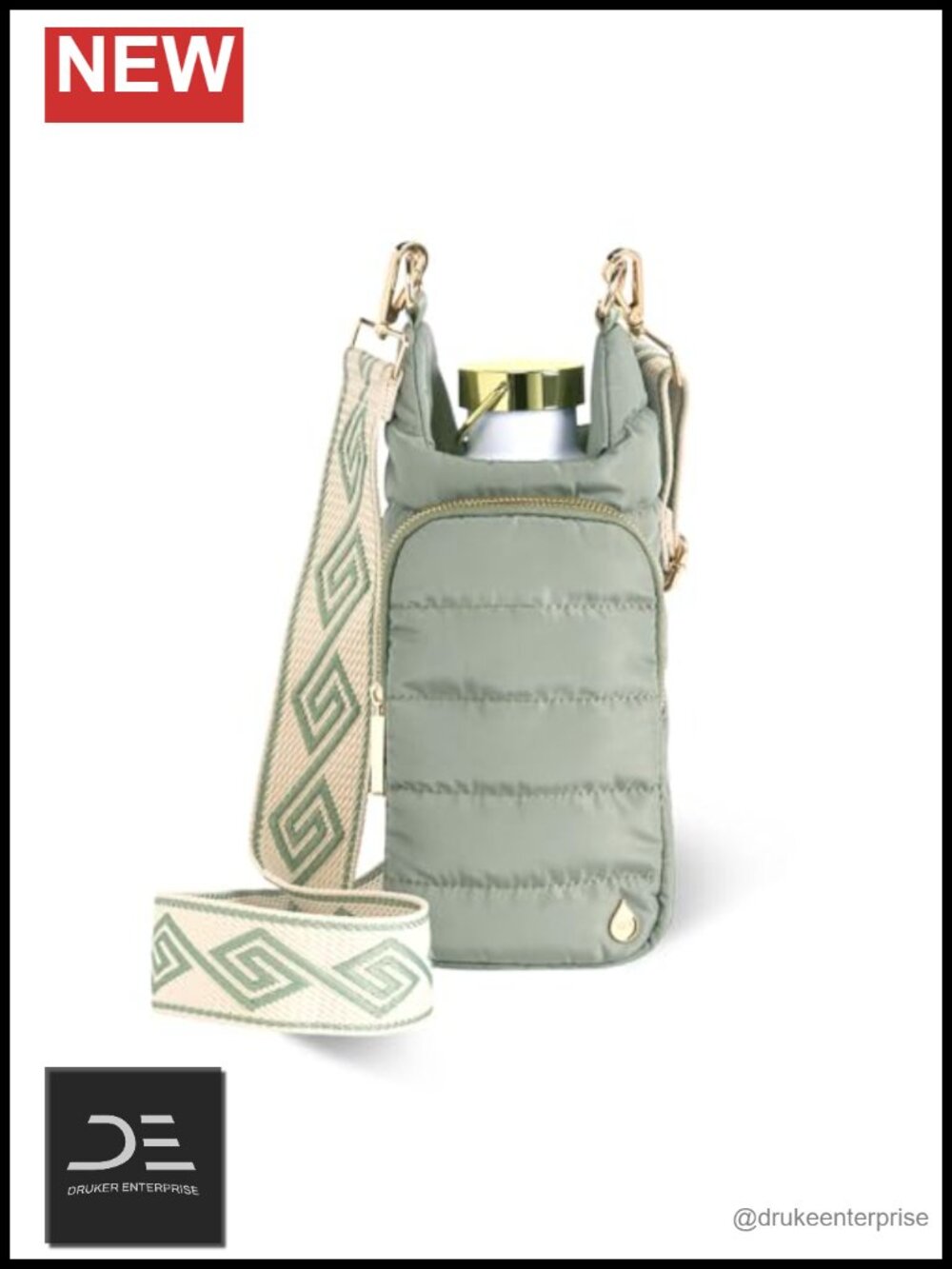 Crossbody Water Bottle Holder Quilted Handbag with Phone Pocket